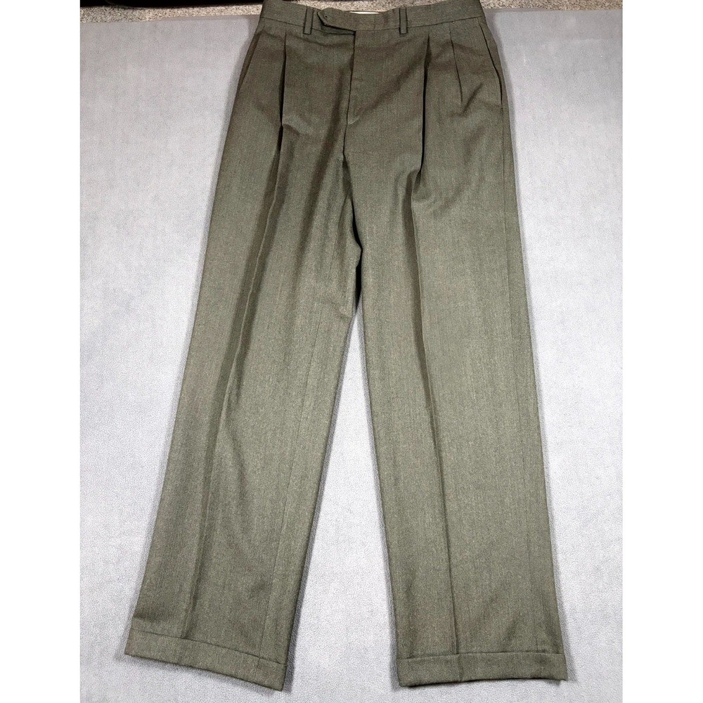 Britches Dress Pants Mens 36 Brown Relaxed Fit Cuffed Hem Straight Formal Career